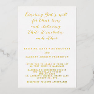 Christliche Hochzeit von White & Gold Folieneinladung