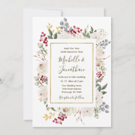 Christliche Hochzeit von Winter Red White Gold Flo Einladung