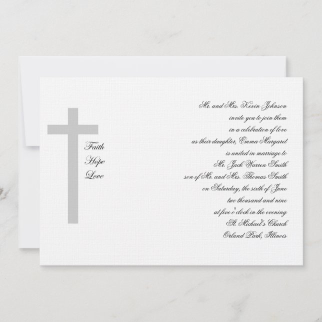Christliche Hochzeiten Glaube Liebe Graukreuz Einladung (Vorderseite)