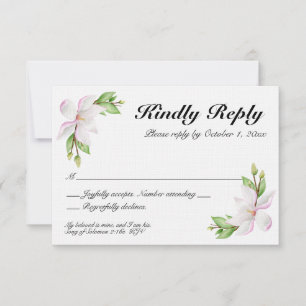 Christliche Hochzeits-RSVP-Karte - Aquarell-Magnol RSVP Karte