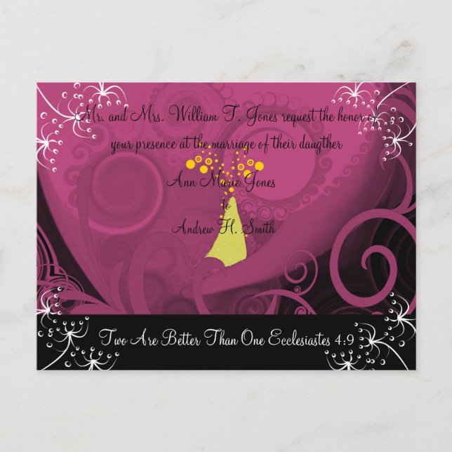 Christliche Hochzeitseinladung Plum Cala Lily Einladungspostkarte (Vorderseite)