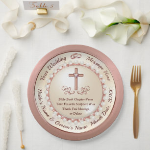 Christliche Hochzeitsempfehlung, Rose Gold Pappteller