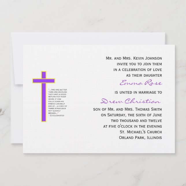 Christliche Hochzeitskord Drei Arten Einladung Pl (Vorderseite)