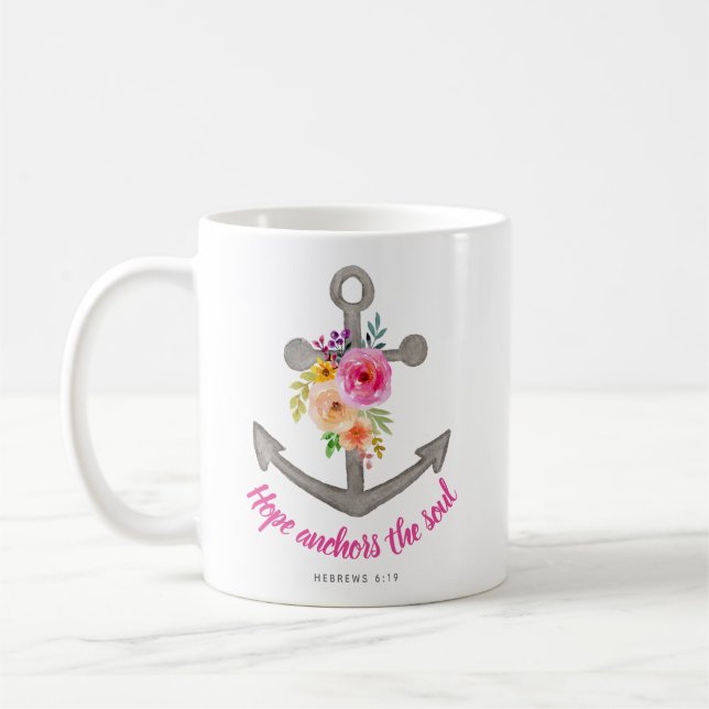 Christliche Hoffnung Anker des Souls Verse Kaffeetasse (Links)