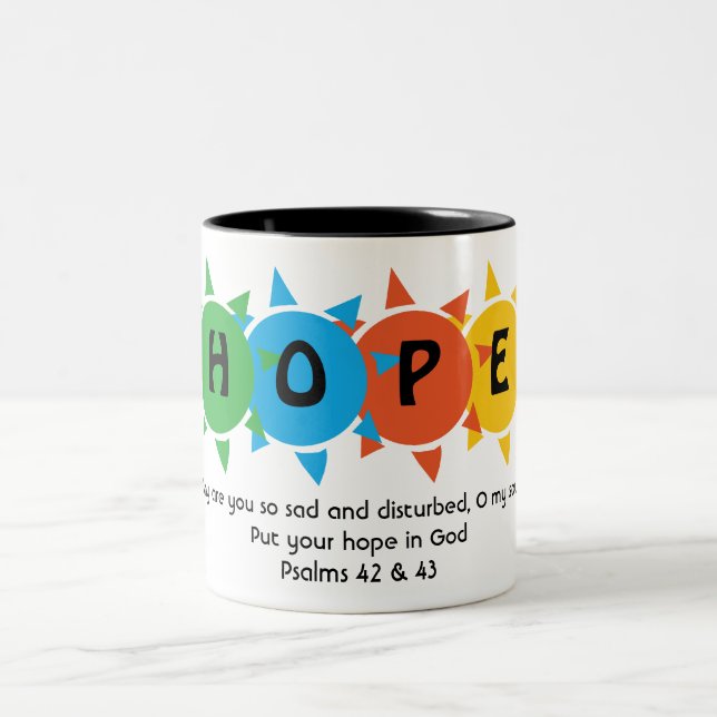Christliche HOFFNUNG IN DER GOTTEN-Suizidpräventio Zweifarbige Tasse (Mittel)