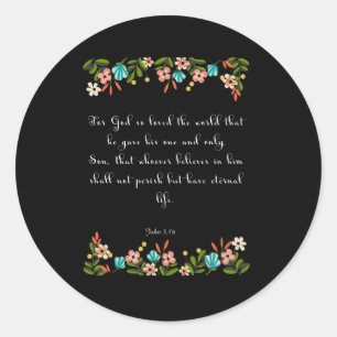 Christliche Inspirational Kunst - John-3:16 Runder Aufkleber