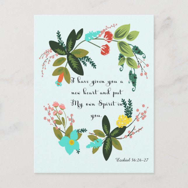Christliche inspirierende Kunst - Ezekiel 36:26-27 Postkarte (Vorderseite)