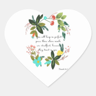 Christliche inspirierende Kunst - Isaiah 26:3 Herz-Aufkleber