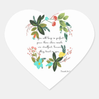 Christliche inspirierende Kunst - Isaiah 26:3 Herz-Aufkleber