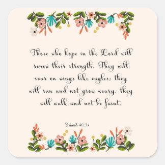 Christliche inspirierende Kunst - Isaiah 40:31 Quadratischer Aufkleber