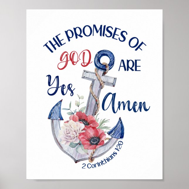 Christliche Ja und Amen Bibel 2 Korinther 1:20 Poster (Vorne)