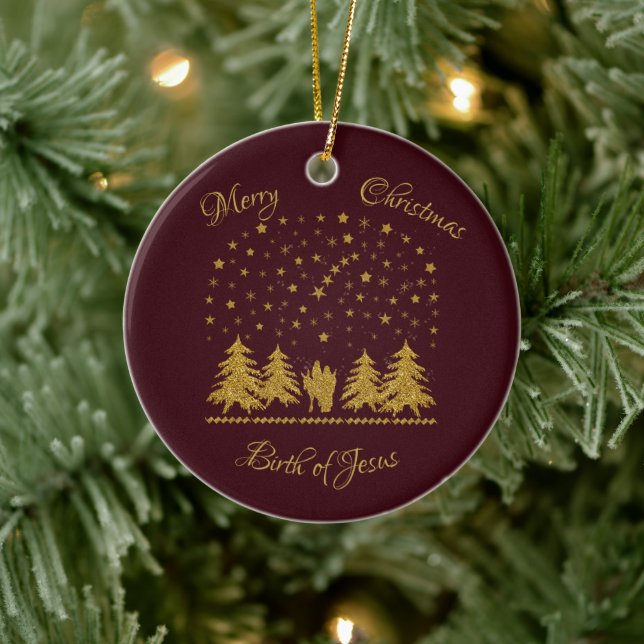 Christliche Jungfrau Mary, St. Joseph, Jesus Keramik Ornament (Baum)