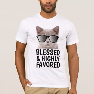 Christliche KatzenT - Shirt, BLESSED & HÖCHST BEFÜ T-Shirt