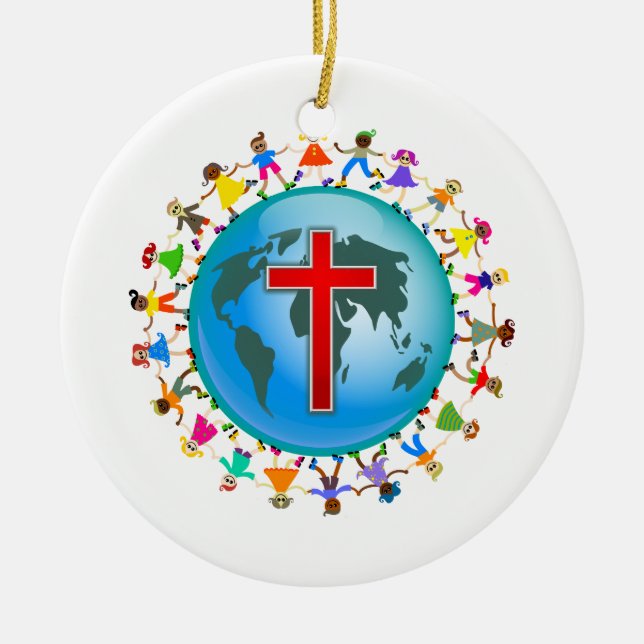 Christliche Kinder Keramik Ornament (Vorne)