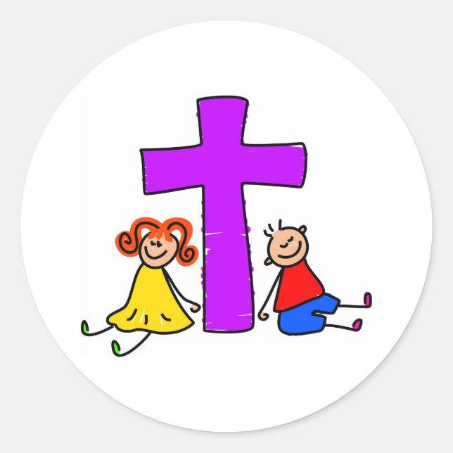 Christliche Kinder Runder Aufkleber (Vorderseite)