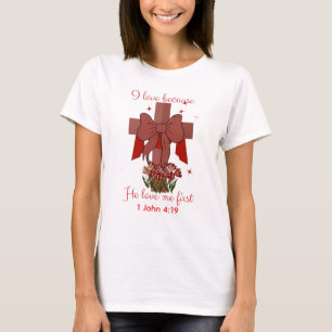 Christliche Kokette Kreuz Bibelvers Valentinstag T-Shirt