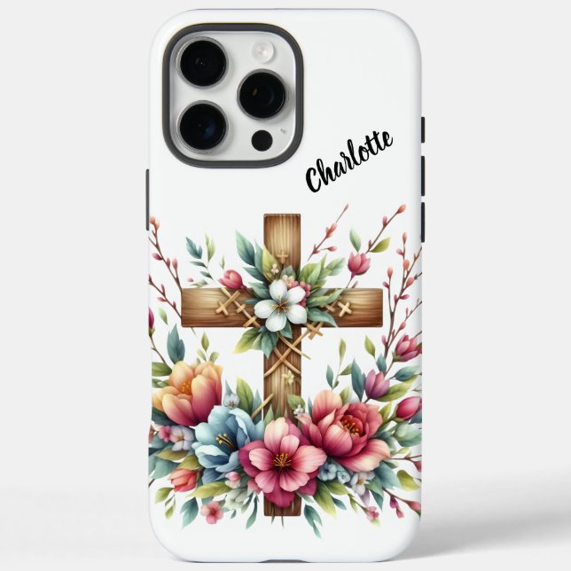 Christliche, kreuz umschlossene künstlerische Früh iPhone 16 Pro Max Hülle (Rückseite)