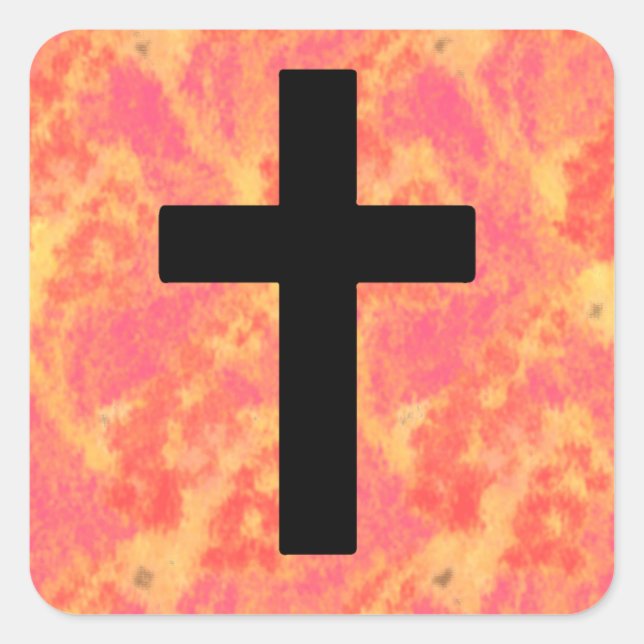Christliche Kreuzkleber - Hintergrundfarbe für Son Quadratischer Aufkleber (Vorderseite)