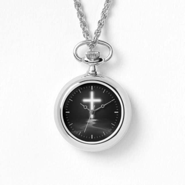 Christliche Kreuzreflektion im Nebel Armbanduhr (Vorderseite)