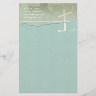 Christliche Kreuzstandort Rose auf Aqua Blue Briefpapier