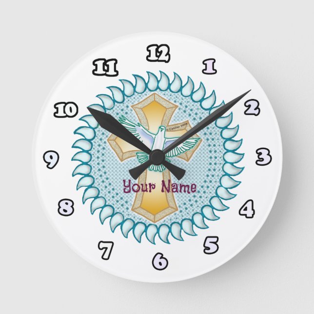 Christliche Kreuzuhr Runde Wanduhr (Vorderseite)