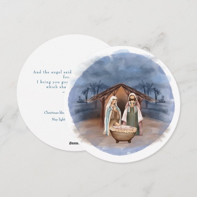 Christliche Krippe und Schrift Feiertagskarte (Vorne/Hinten)