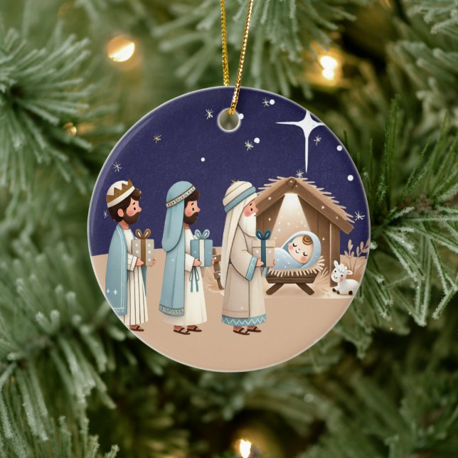 Christliche Krippe und Schrift Keramik Ornament (Baum)
