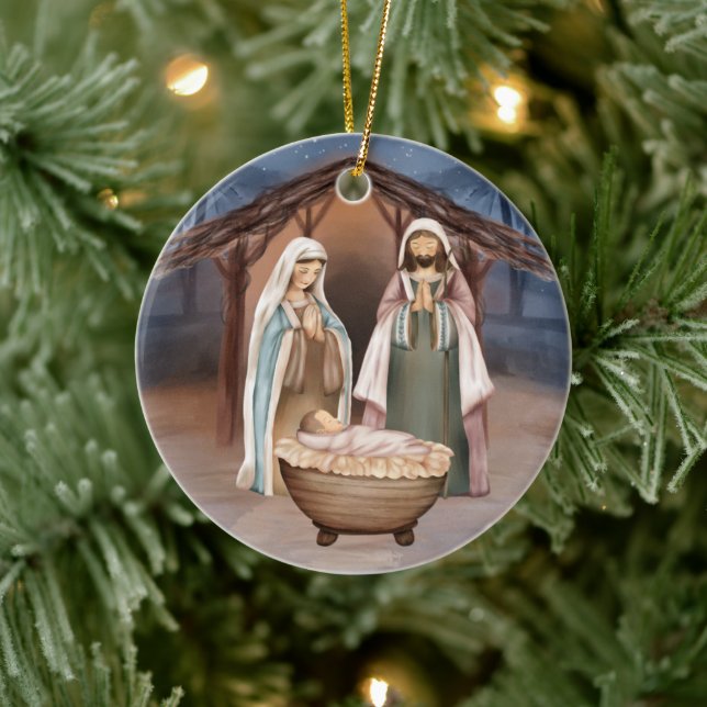 Christliche Krippe und Schrift Keramik Ornament (Baum)