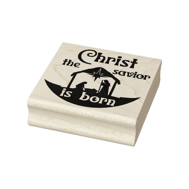 Christliche Krippe Weihnachten Religiöses Square W Gummistempel (Stempel)