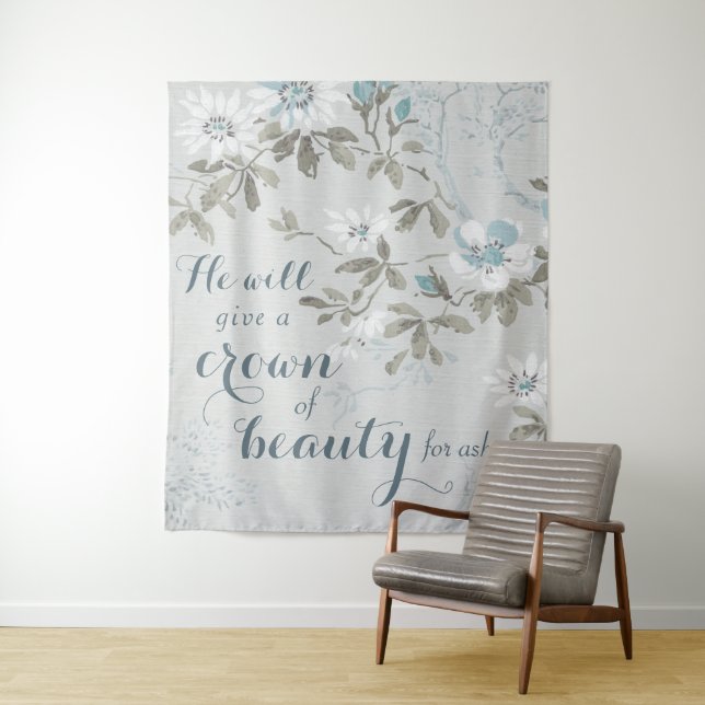 Christliche Krone von Beauty Blue Floral Wandteppich (Beispiel)