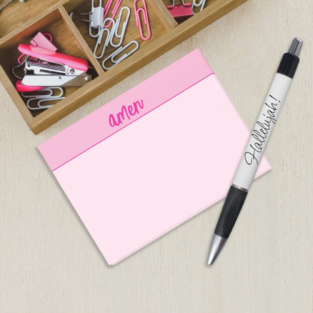 Christliche Lady's Pink AMEN Minimalistisch Sticky Post-it Klebezettel (Amen sticky notepad for useful God-focused gifting)