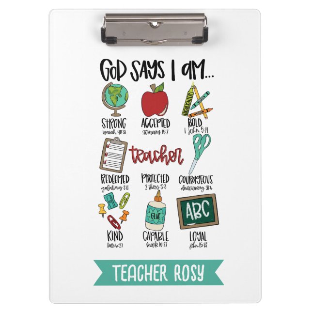 Christliche Lehrerklammern Gott sagt, ich sei Klemmbrett (Vorderseite)