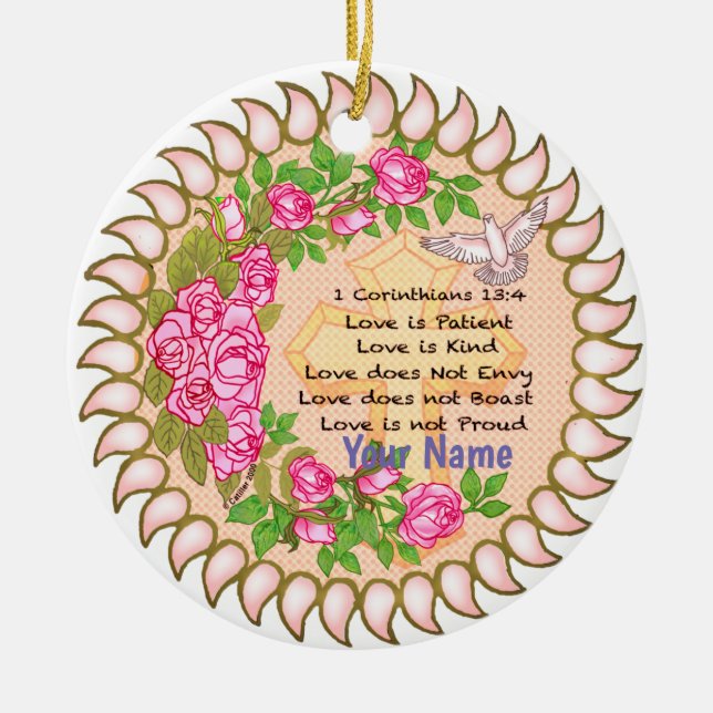 Christliche Liebe ist Patientenverzierung Keramik Ornament (Vorne)