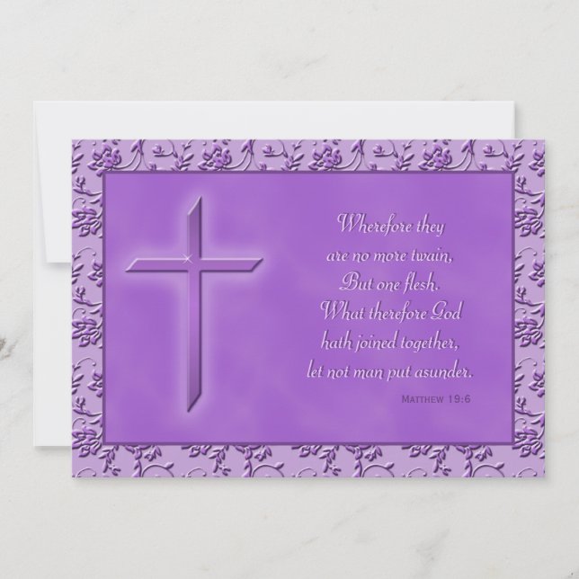 Christliche Lila Leidenschaft für Hochzeiten Einladung (Vorderseite)