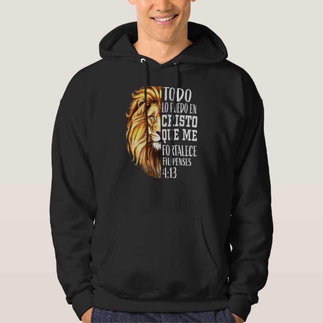 Christliche Männer Spanische Lion Judah Grafik auf Hoodie (Vorderseite)