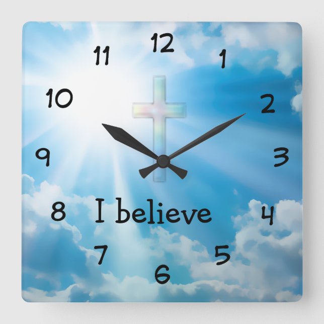 Christliche Maueruhren für Gläubige Quadratische Wanduhr (Vorderseite)
