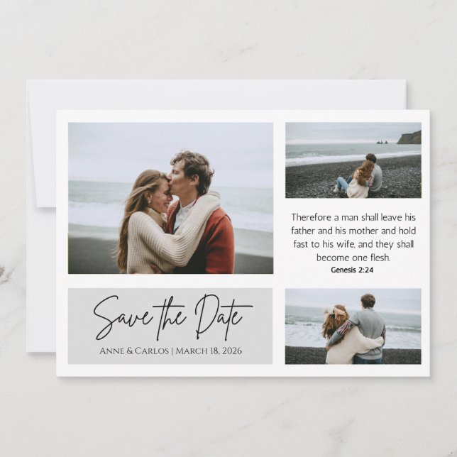 Christliche Minimalistische Save the Date FotoColl Einladung (Vorderseite)