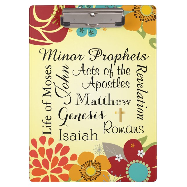 Christliche mit Blumenbücher der Bibel Klemmbrett (Vorderseite)