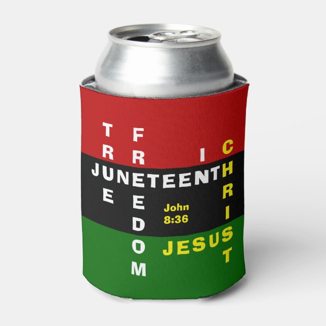Christliche Monogram JUNETEENTH Can Cooler Dosenkühler (Kanne Vorderseite)