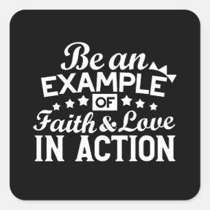 Christliche Motivation Design - Glaube, Liebe und  Quadratischer Aufkleber