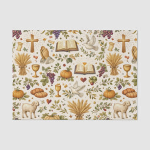 Christliche orange Kürbisse Ernte Thanksgiving Seidenpapier