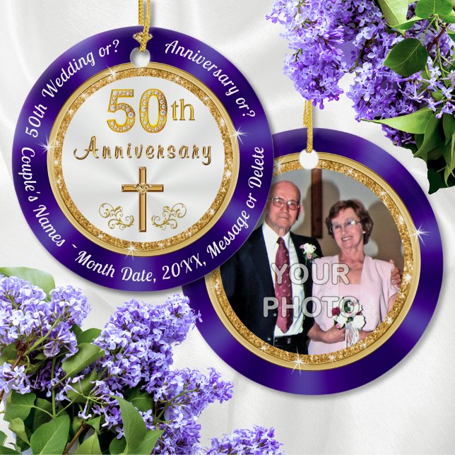 CHRISTLICHE Ornamente zum 50. Hochzeitstag (Christian, 50th Wedding Anniversary Ornaments. Wonderful as, 50th wedding anniversary party favors.)