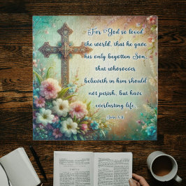 Christliche Osternbibel mit Blumenkreuz