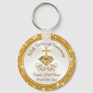 Christliche Personalisierte Goldene Jubiläumsfavor Schlüsselanhänger