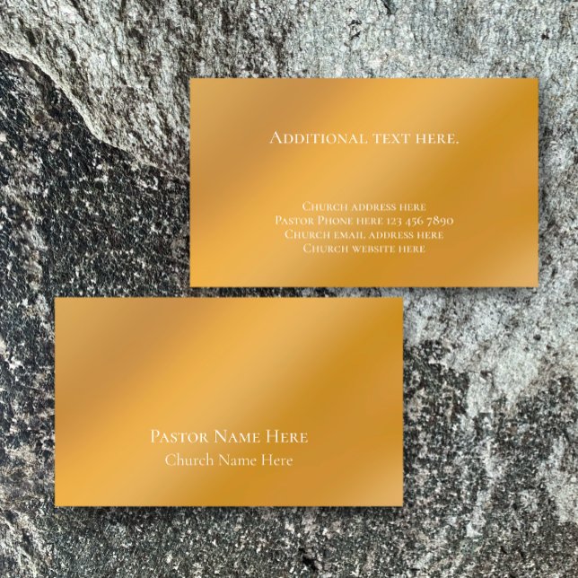 Christliche Pfarrkirche im benutzerdefinierten Tex Visitenkarte (Personalize these classy modern faux gold business cards. Golden gradient simple custom calling card)