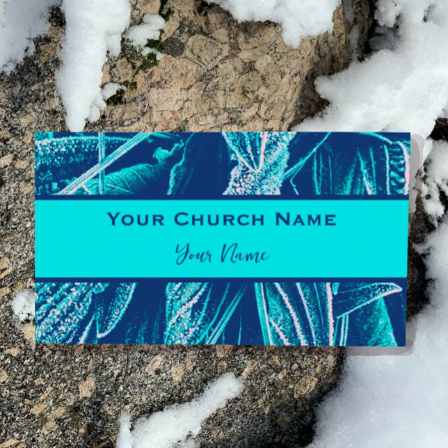 Christliche Pfarrkirche Moderne Türkis Natur Magnetische Visitenkarte (Personalize this original, cool, nature photograph design for your purposes.)