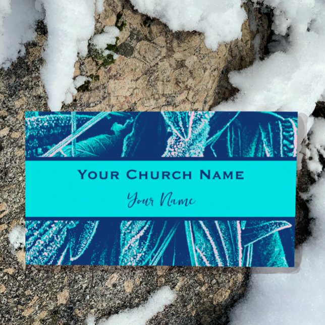 Christliche Pfarrkirche Moderne Türkis Natur Visitenkarte (Customize the perfect unique turquoise card.  On the back add more contact info and custom text.)