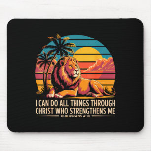 Christliche Philipans 4 13 Religiöser Löwe Stärke  Mousepad