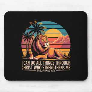 Christliche Philipper 4_13 Religiöser Löwe Stärke Mousepad