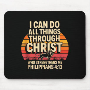 Christliche Philipper 4_13 Religiöser Löwe Stärke Mousepad